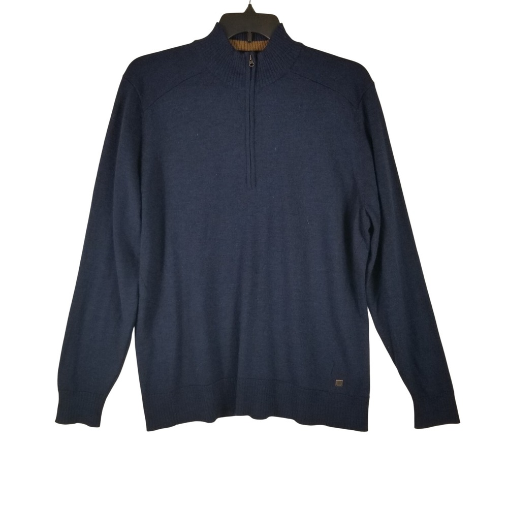 Smartwool Quarter Zip Sweater Mens XL Navy Blue Merino Wool Blend Pullover